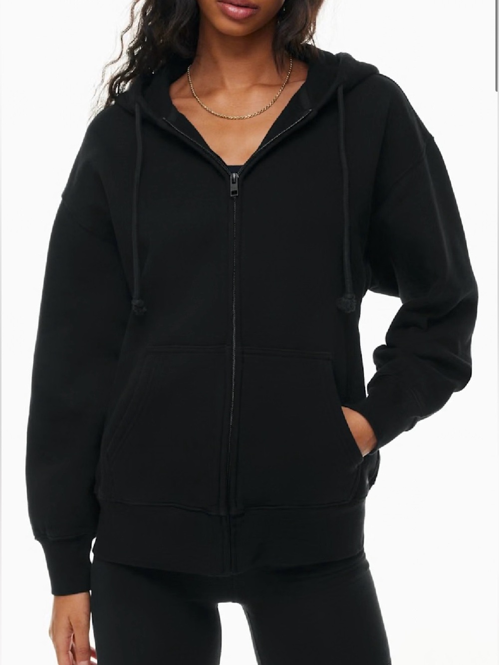 Tna Sweatfleece Cozy Fleece Boyfriend Fit Zip-Up Hooded Sweatshirt for Aritzia
